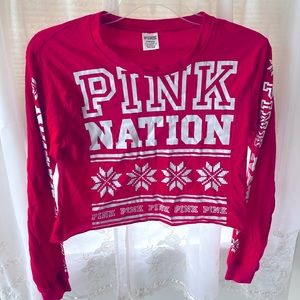 PINK Nation crop long sleeve tee size SMALL